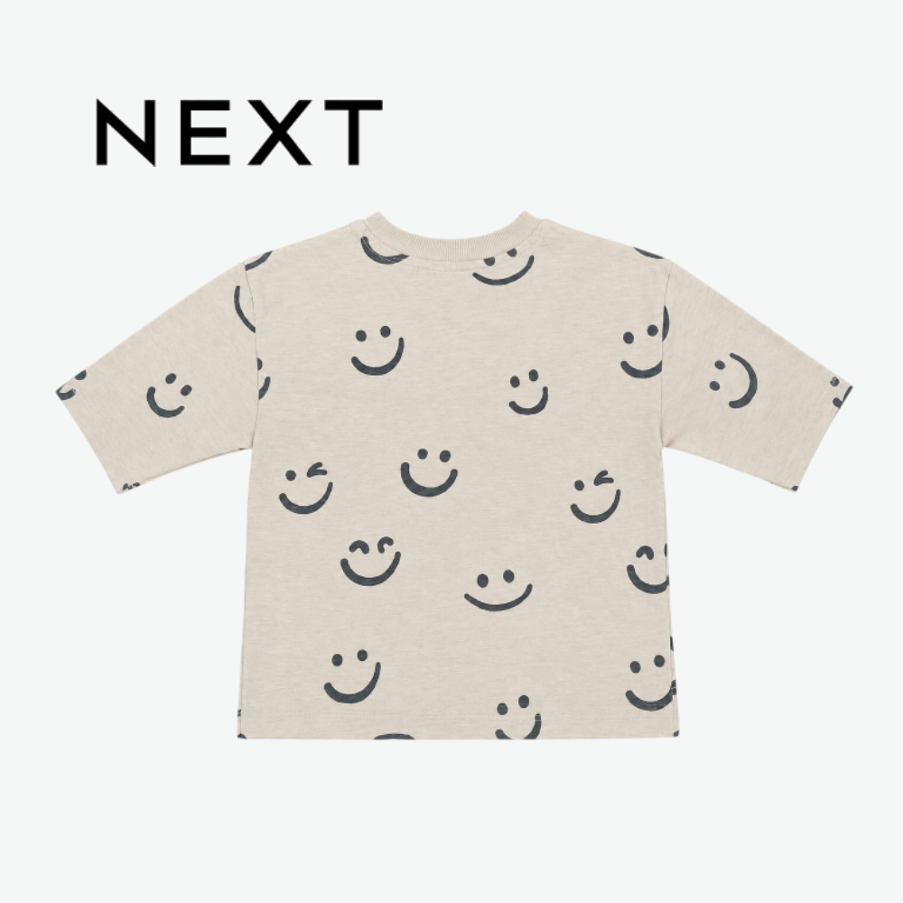 NEXT GREIGE SMILEY FACE PRINT T-SHIRT