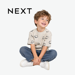 NEXT GREIGE SMILEY FACE PRINT T-SHIRT