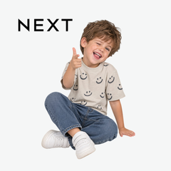 NEXT GREIGE SMILEY FACE PRINT T-SHIRT