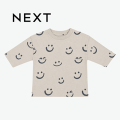NEXT GREIGE SMILEY FACE PRINT T-SHIRT