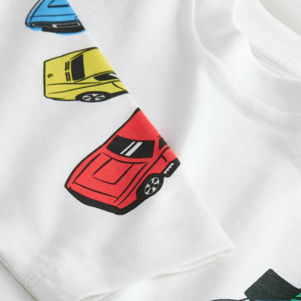 HOT WHEELS WHITE RACING CARS GRAPHIC T-SHIRT