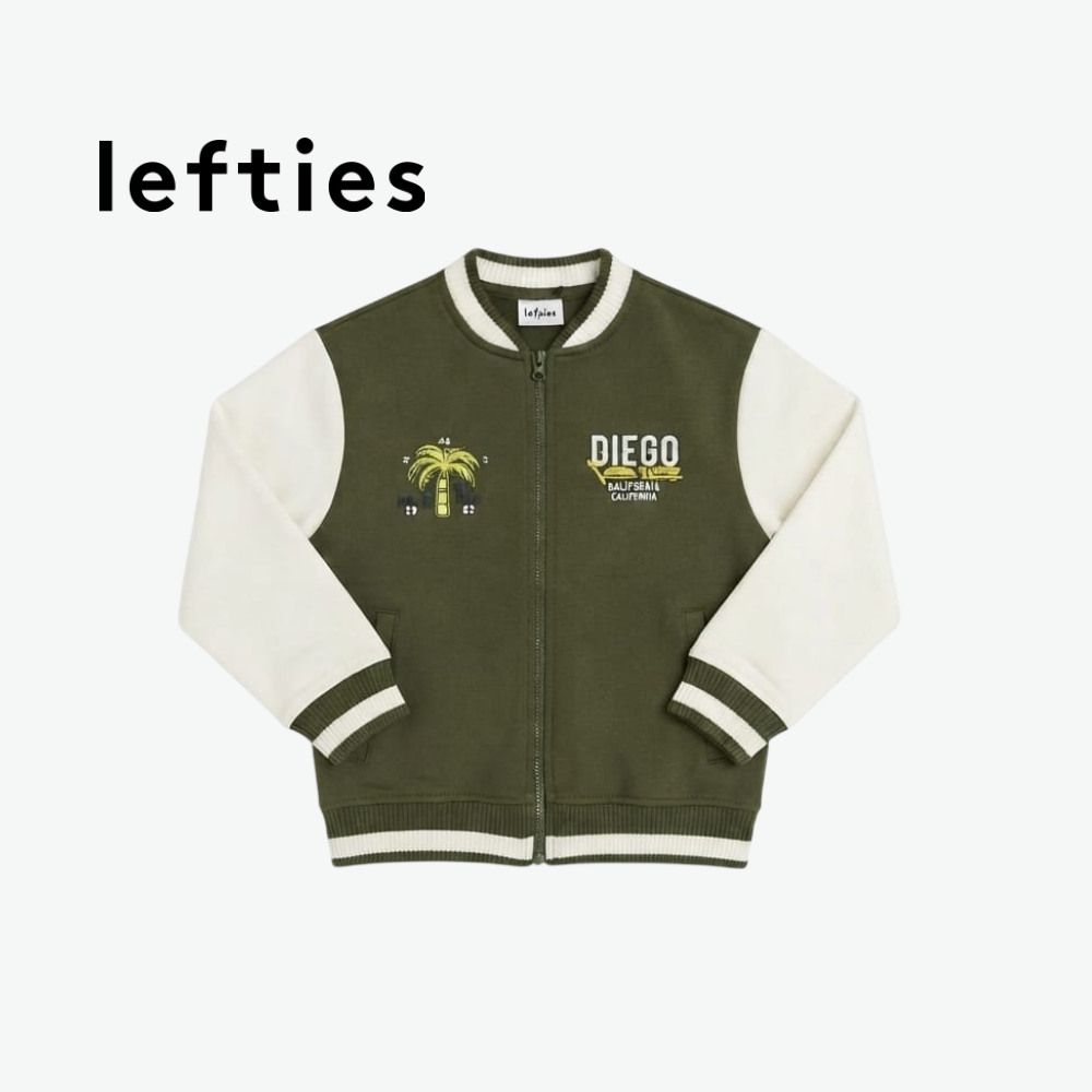 LEFTIES OLIVE GREEN DIEGO VARSITY JACKET