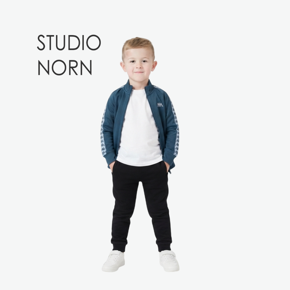 STUDIO NORN BLUE TAPE-DETAIL ZIP JACKET