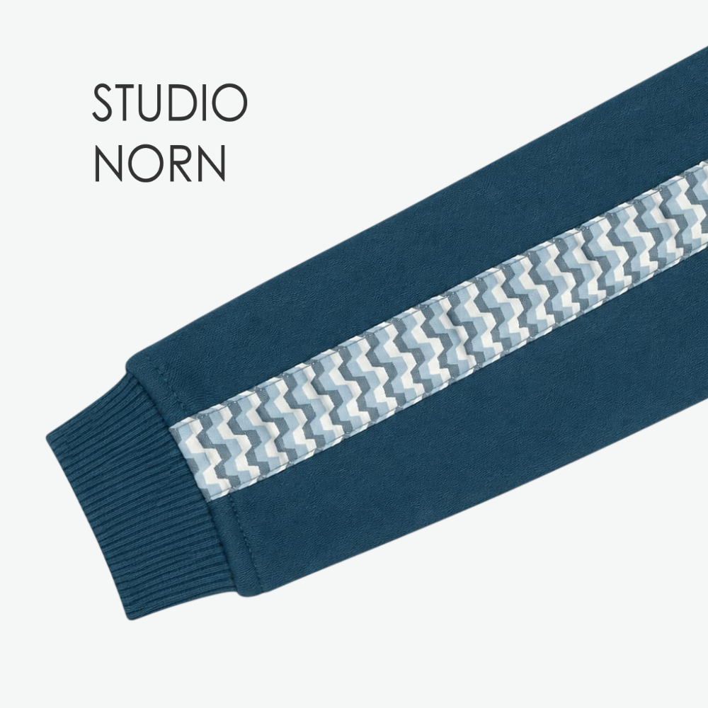 STUDIO NORN BLUE TAPE-DETAIL ZIP JACKET