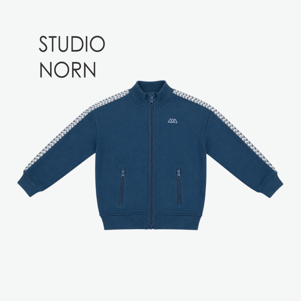 STUDIO NORN BLUE TAPE-DETAIL ZIP JACKET