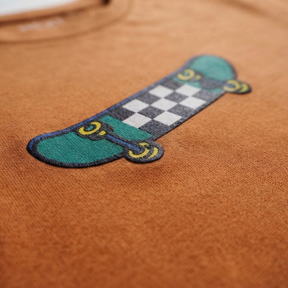 NEXT ORANGE CHECKERED SKATEBOARD T-SHIRT