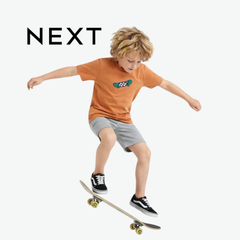 NEXT ORANGE CHECKERED SKATEBOARD T-SHIRT