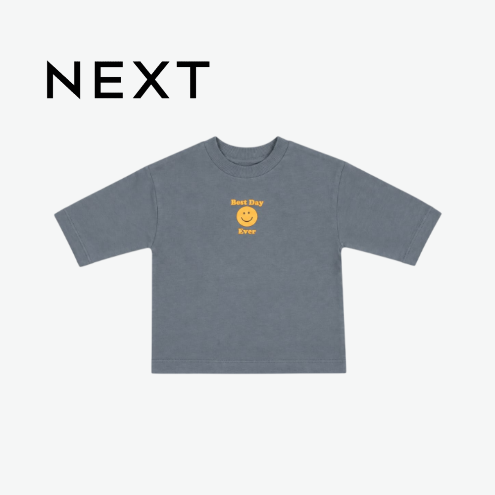 NEXT "BEST DAY EVER" SLATE BLUE T-SHIRT