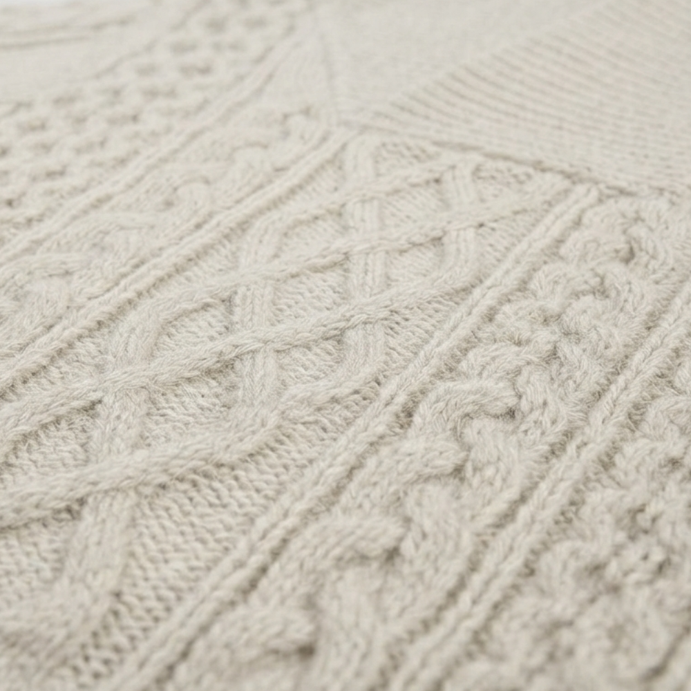 GAP OFF-WHITE SHAWL-COLLAR CABLE-KNIT SWEATER