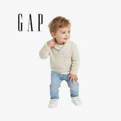 GAP OFF-WHITE SHAWL-COLLAR CABLE-KNIT SWEATER