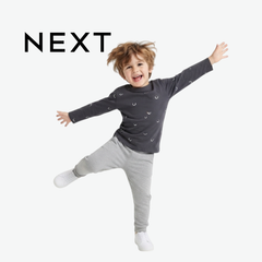 NEXT ALL-OVER SMILEY FACE DARK GREY LONG-SLEEVE T-SHIRT
