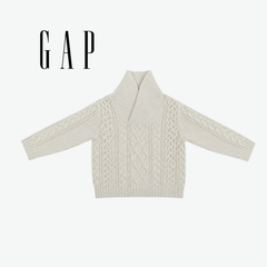 GAP OFF-WHITE SHAWL-COLLAR CABLE-KNIT SWEATER