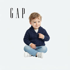 GAP NAVY BLUE SHAWL-COLLAR CABLE-KNIT SWEATER