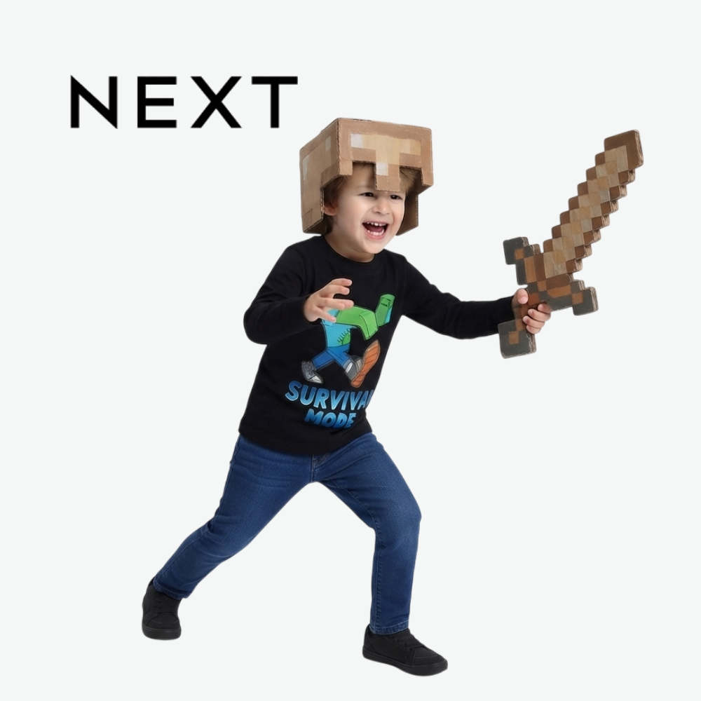 NEXT MINECRAFT "SURVIVAL MODE" BLACK LONG-SLEEVE T-SHIRT