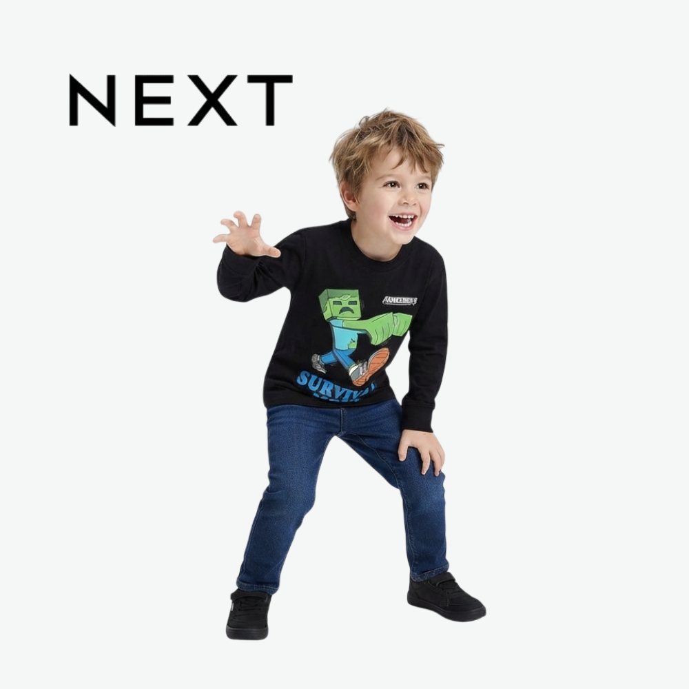 NEXT MINECRAFT "SURVIVAL MODE" BLACK LONG-SLEEVE T-SHIRT