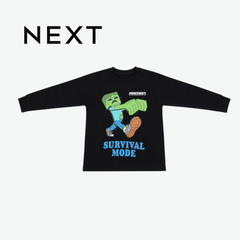 NEXT MINECRAFT "SURVIVAL MODE" BLACK LONG-SLEEVE T-SHIRT