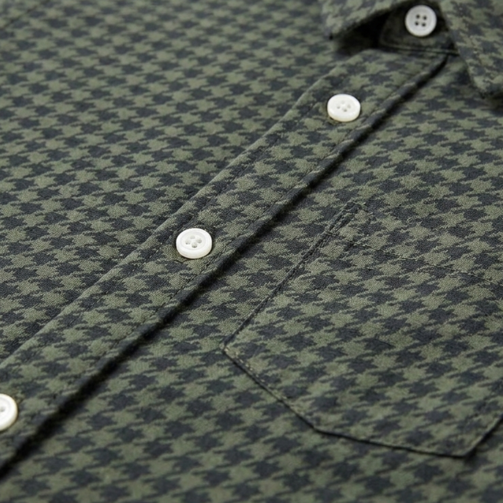 MAYORAL GREEN HOUNDSTOOTH LONG-SLEEVE SHIRT