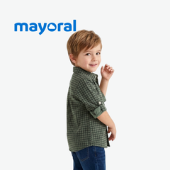 MAYORAL GREEN HOUNDSTOOTH LONG-SLEEVE SHIRT