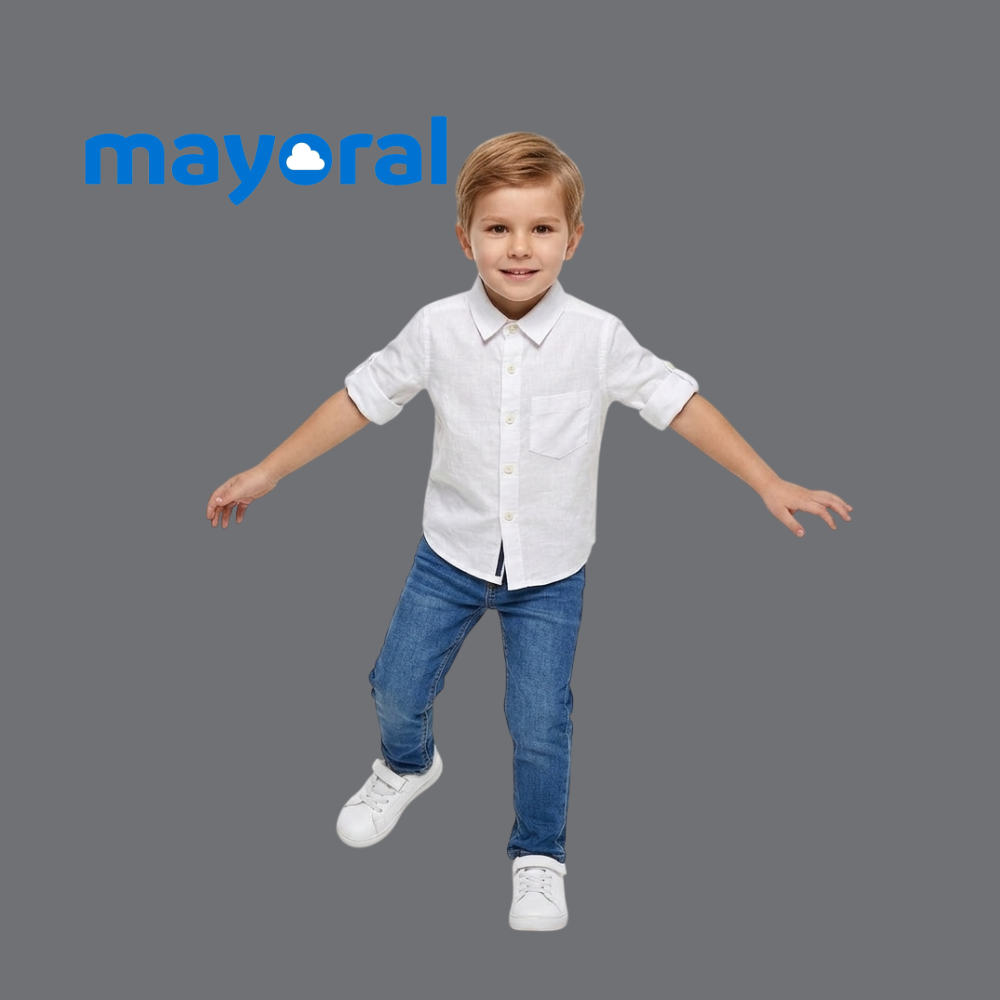 MAYORAL PLAIN WHITE LONG-SLEEVE SHIRT