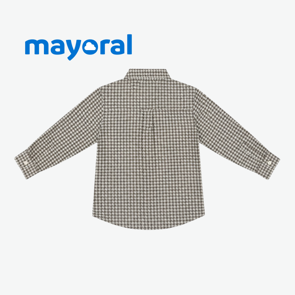 MAYORAL BROWN HOUNDSTOOTH LONG-SLEEVE SHIRT