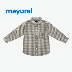 MAYORAL BROWN HOUNDSTOOTH LONG-SLEEVE SHIRT
