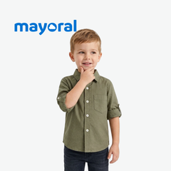 MAYORAL OLIVE GREEN POLKA DOT LONG-SLEEVE SHIRT