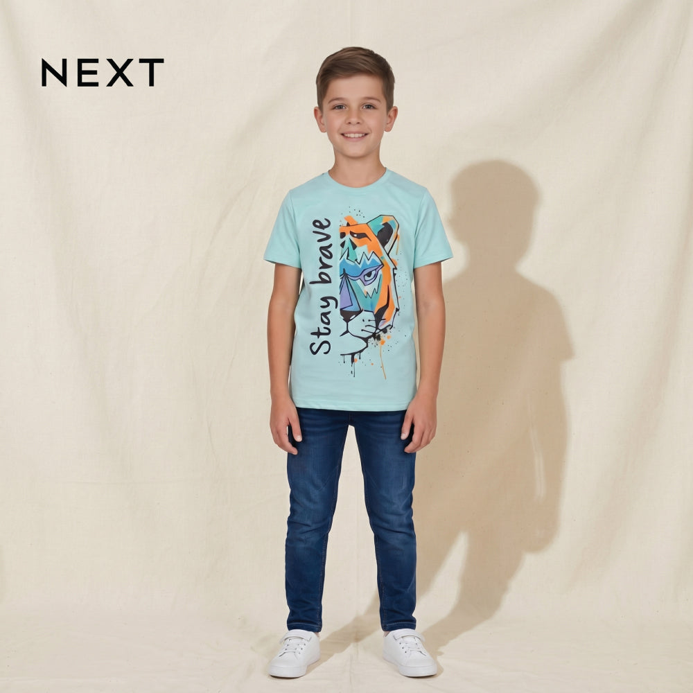 NEXT T-SHIRT BLUE TIGER 'STAY BRAVE'