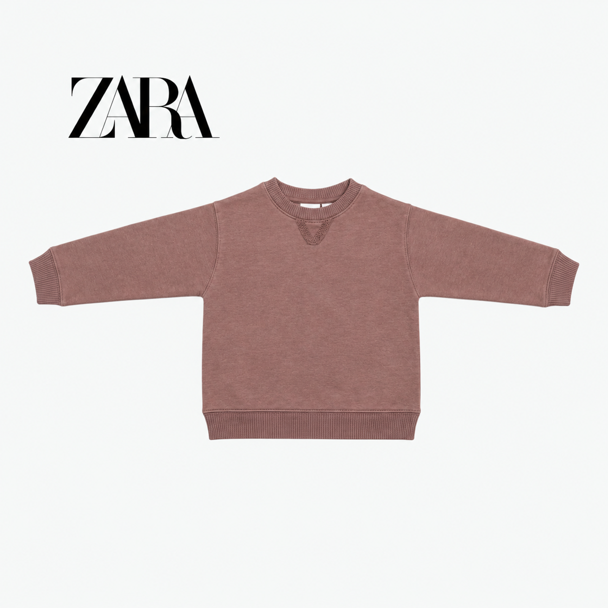 ZARA MAUVE PINK EMBROIDERED CREWNECK SWEATSHIRT