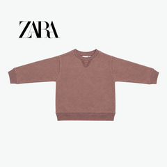 ZARA MAUVE PINK EMBROIDERED CREWNECK SWEATSHIRT