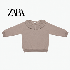 ZARA DUSTY MAUVE RUFFLE COLLAR SWEATSHIRT