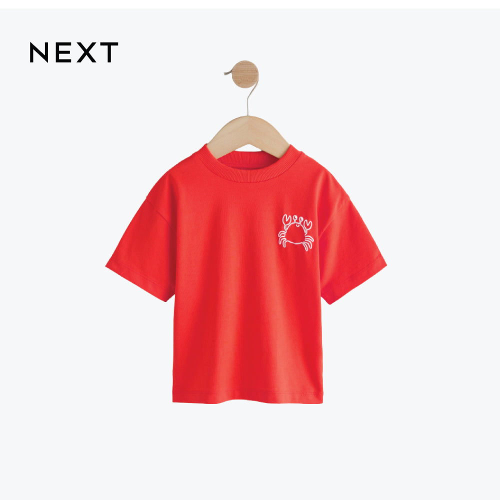 T-SHIRT TOMATO RED WITH WHITE CRAB