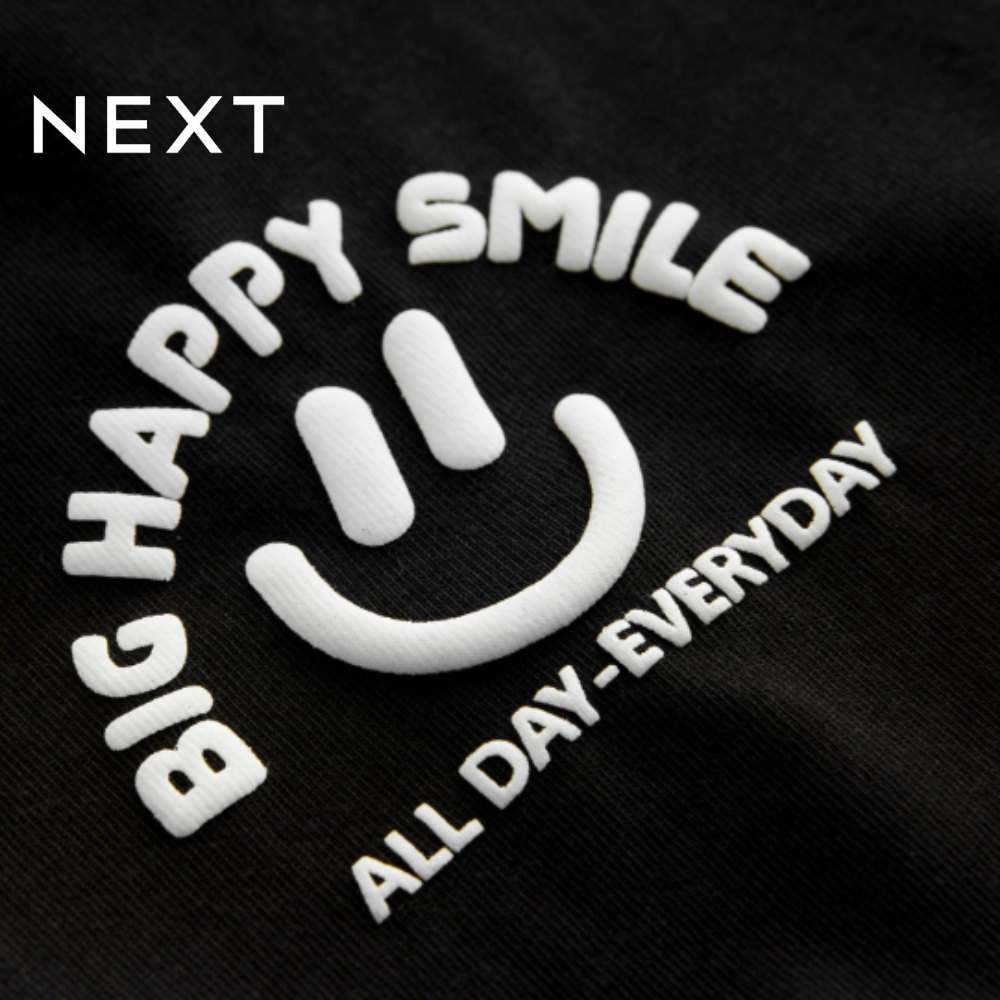 NEXT T-SHIRT BLACK "BIG HAPPY SMILE"