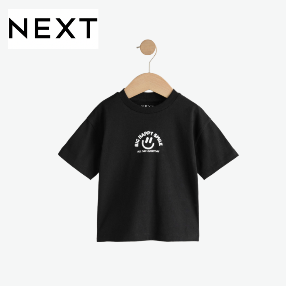 NEXT T-SHIRT BLACK "BIG HAPPY SMILE"