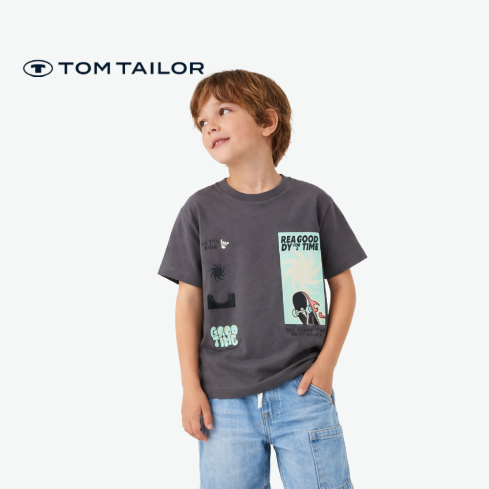 TOM TAILOR T-SHIRT CHARCOAL "GOOD TIME"