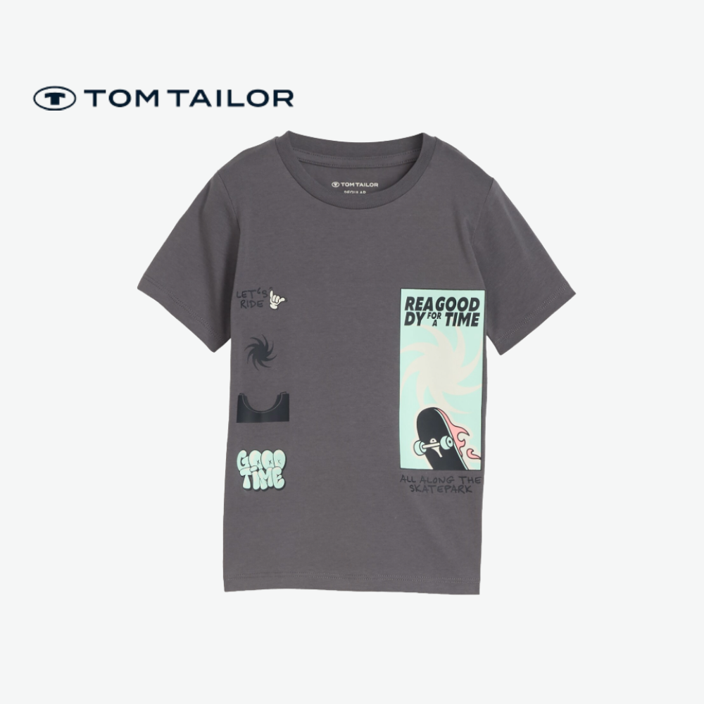 TOM TAILOR T-SHIRT CHARCOAL "GOOD TIME"