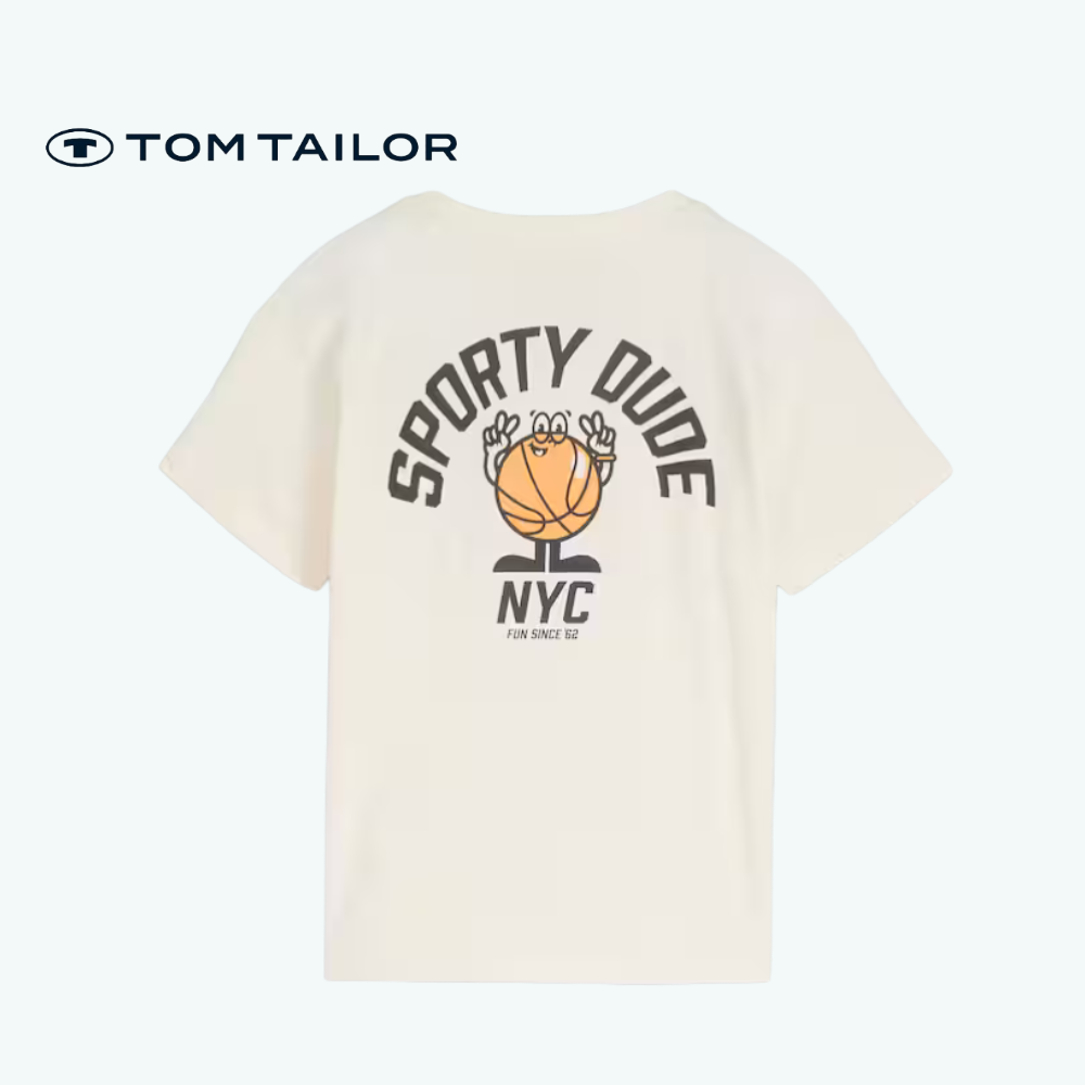 TOM TAILOR T-SHIRT WHITE "SPORTY DUDE"