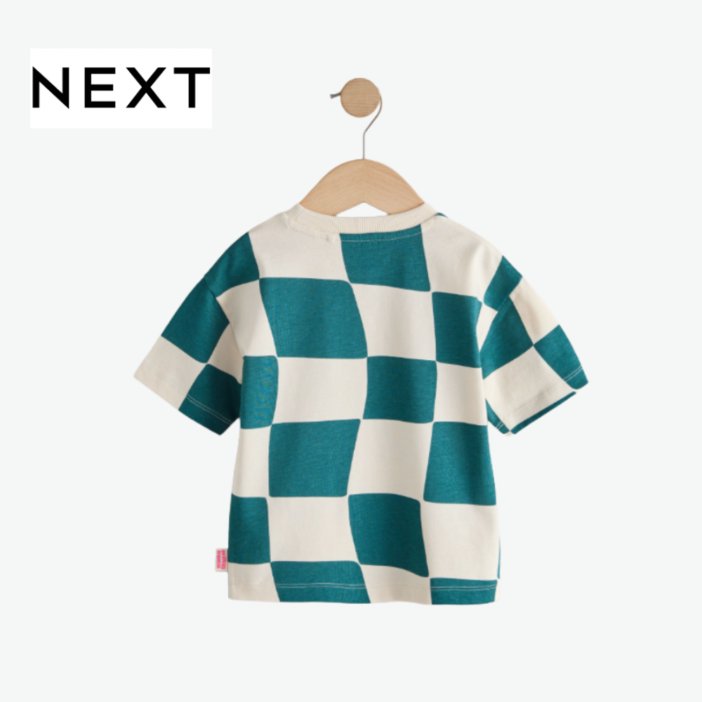 T-Shirt White And Green Checkered