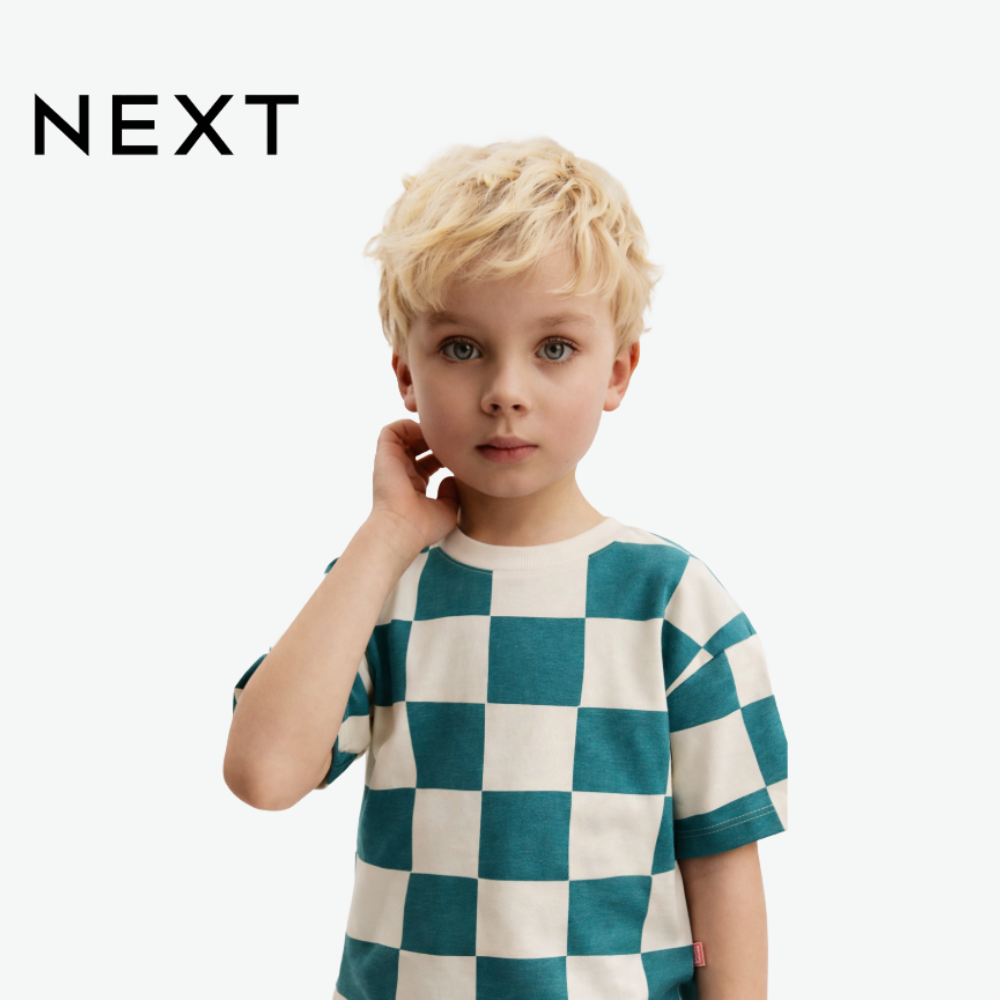 T-Shirt White And Green Checkered