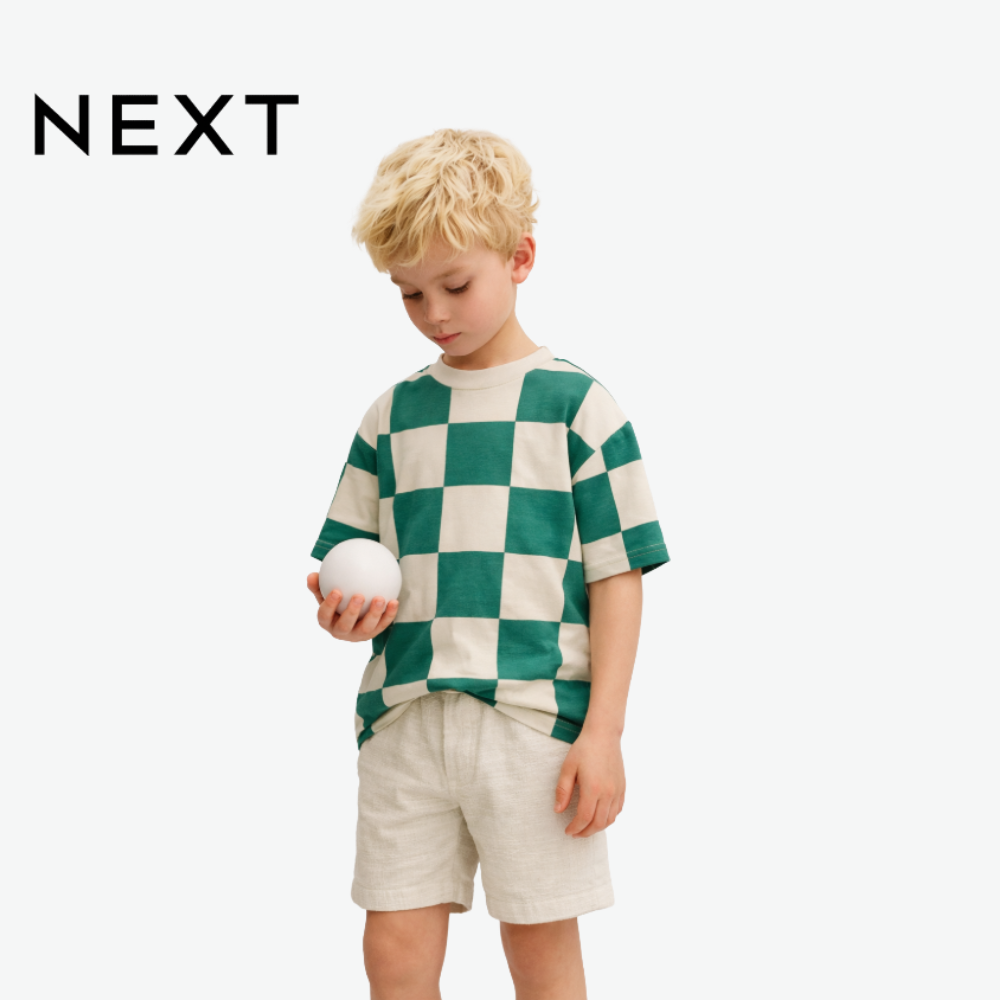 T-Shirt White And Green Checkered