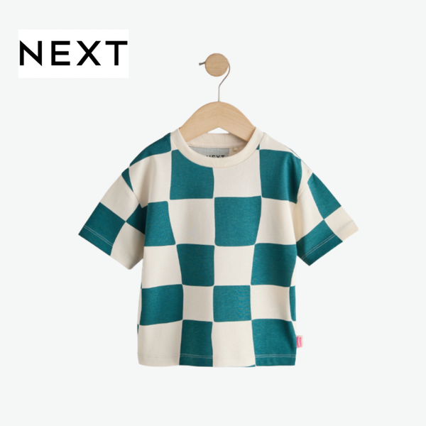 T-Shirt White And Green Checkered