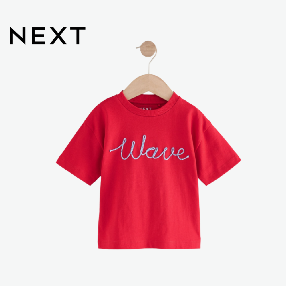 T-Shirt Red "Wave" Rope Detail