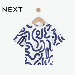 T-Shirt White And Blue Swirls