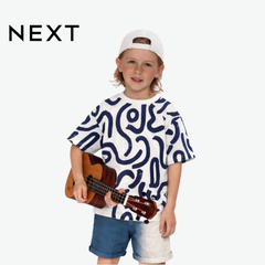T-Shirt White And Blue Swirls