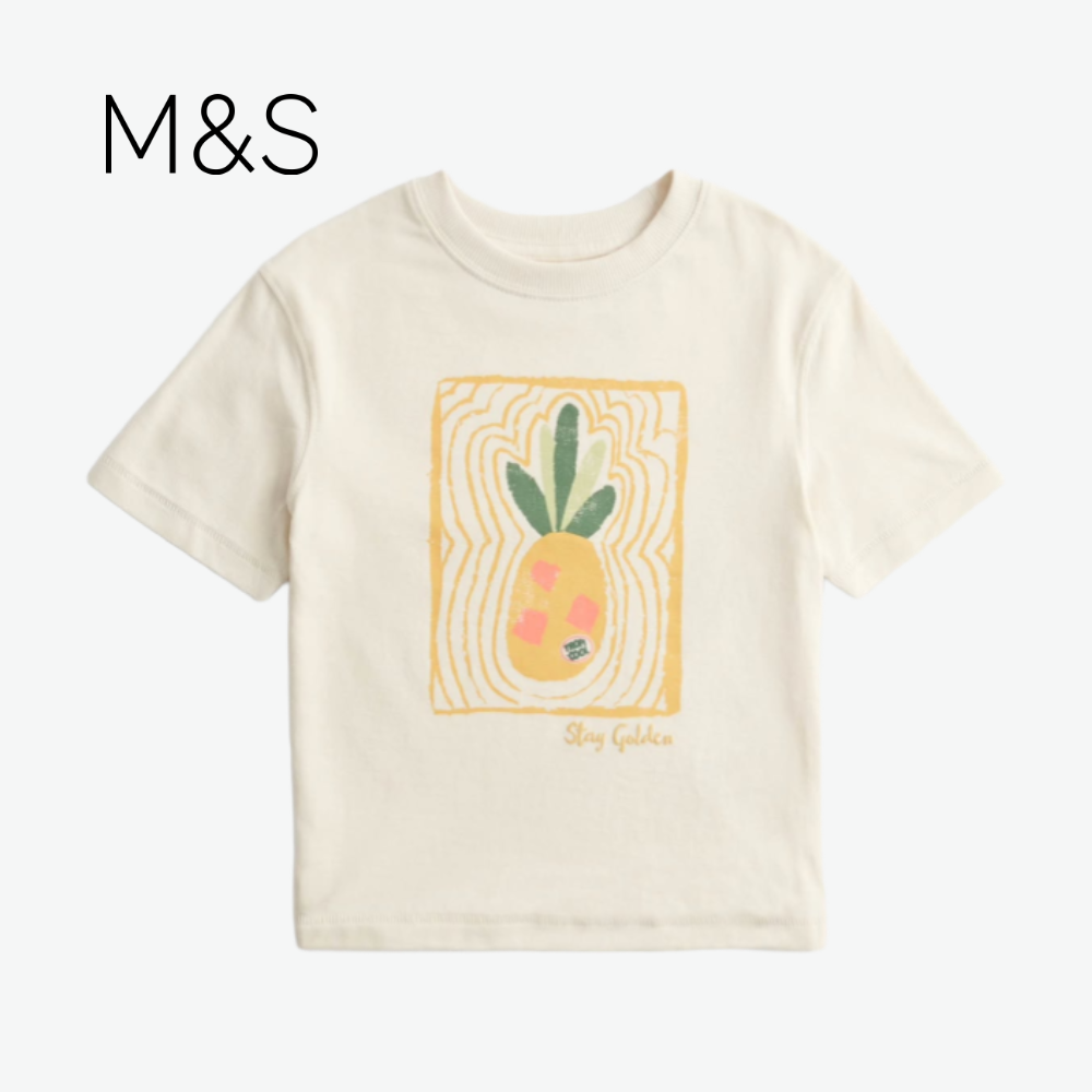 M&S COTTON GRAPHIC T-SHIRT PINEAPPLE