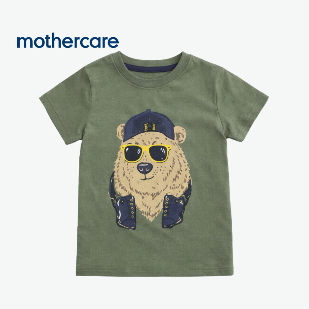 MOTHERCARE OLIVE GREEN GRAPHIC PRINT T-SHIRT