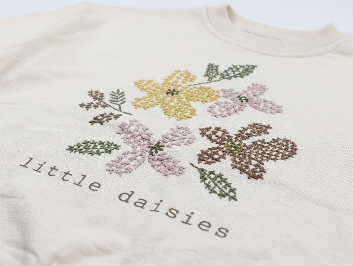 ZEEMAN CREAM LITTLE DAISIES GRAPHIC SWEATSHIRT