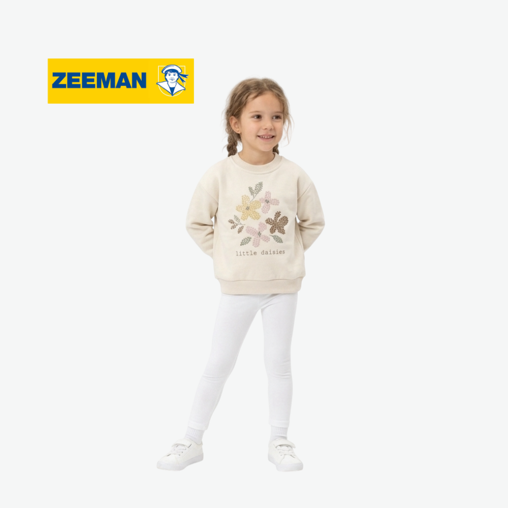ZEEMAN CREAM LITTLE DAISIES GRAPHIC SWEATSHIRT
