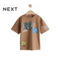 NEXT BROWN T-SHIRT WITH GRAPHIC PRINT