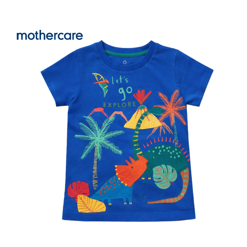 MOTHERCARE BRIGHT BLUE T-SHIRT WITH EMBROIDERY