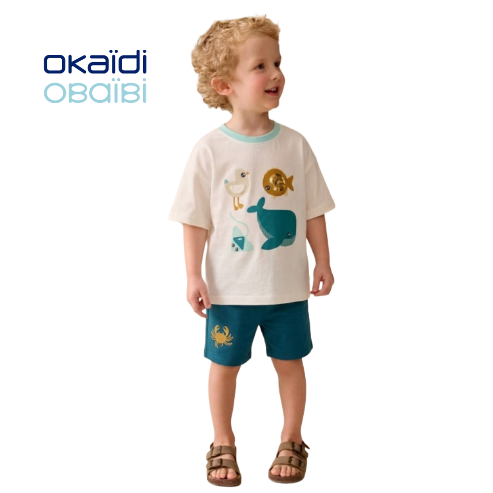 OBAIBI WHITE T-SHIRT WITH EMBROIDERED ANIMALS